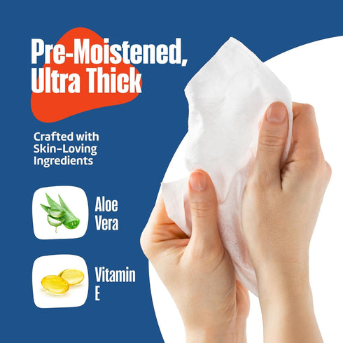 MedStar 4 Pack Adult Wipes for Elderly - Extra Large Extra Thick No-Rinse Bathing Wet Wipes for Adults - Incontinence