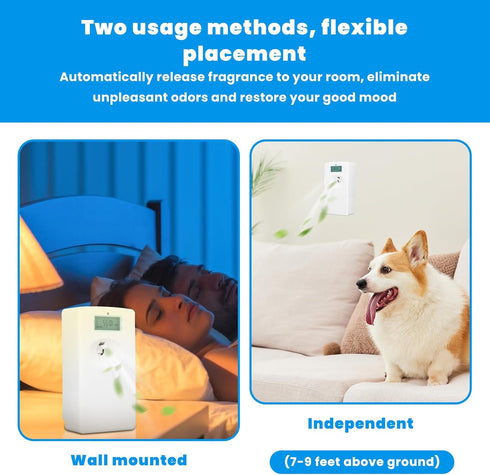 Automatic Pet Air Freshener Spray Dispenser, 17.7oz Essential Oil Diffuser, Wall Mount Free Standing Aroma Sprayer