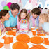 TWOWYHI 228PCS Orange Party Supplies Set, Paper Plates, Cups, Napkins, Plastic Spoons, Forks, Knives for 30 Guests