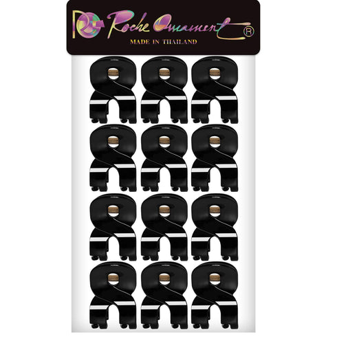 RC ROCHE ORNAMENT 12 Pcs Womens Hair Fang Claw Clip, Small Black, Strong Hold, No Slip Grip, Durable Beauty Accessory