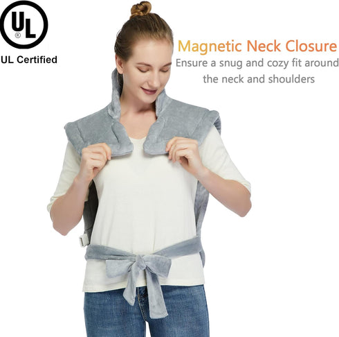CAROMIO Large Heating Pad for Neck and Shoulders, Weighted Electric Heating Pad with Auto Shut Off, 4 Heat Settings