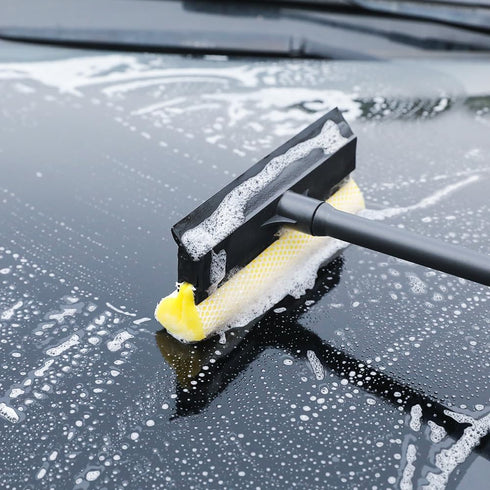 Window Squeegee Car Windshield Squeegee, 8" Washing Sponge Scrubber with Rubber Blade for Car and Bathroom Cleaning