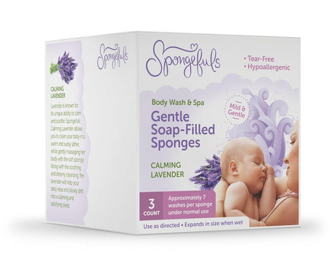 Spongefuls Gentle Baby Wash-Filled Sponge, 3-COUNT (Calming Lavender)