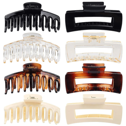 laxizar 8 Pack Claw Clip Hair Clips, 4.3 Inch Rectangular Hair Clips for Women and Girls