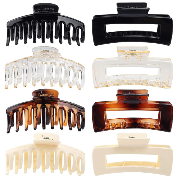 laxizar 8 Pack Claw Clip Hair Clips, 4.3 Inch Rectangular Hair Clips for Women and Girls