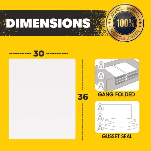 Aluf Plastics 20-30 Gallon Clear Heavy Duty Trash Bags - 1.2 MIL Thick, 30" x 36", Pack of 100 for Recycling, Kitchen,