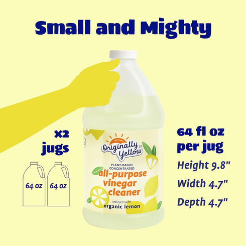 Originally Yellow All-Purpose Cleaning Vinegar, Infused with Organic Lemon for Home Floor Cleaning Solution - 64 Fl Oz
