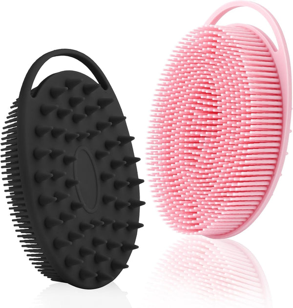 Silicone Body Scrubber, 2 Pcs Exfoliating Shower Scrubber, 2 in 1 Silicone Brush for All Skin Men Women Kids