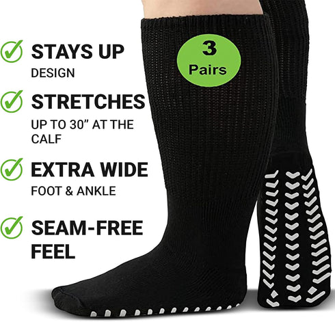 M.B. Leaf Extra Wide Socks for Swollen Feet,Bariatric Socks, Non Slip Cast Sock Diabetic Edema Hospital Oversized