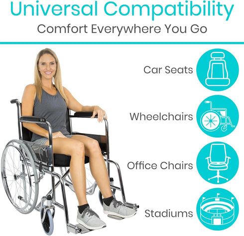 Vive Wheelchair Cushion - Waterproof Seat Pad for Coccyx, Sciatica & Tailbone Pain Relief (20'' x 18'' x 2'')