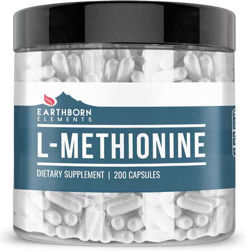 Earthborn Elements L-Methionine, 200 Capsules, Pure & Undiluted, No Additives