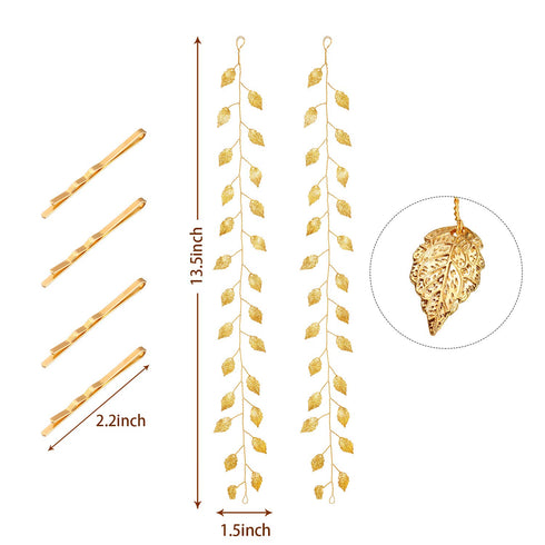 WILLBOND 2 Pcs Gold Leaf Greek Goddess Accessories, Wedding Headband Bridal Headpiece for Women, 13.5 Inch