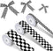 3 Rolls Checkered Printed Ribbon, 0.4, 0.87, 1.5 Inch Wide, 15 Yard Car Theme for DIY Crafts, Wreath Racing Party