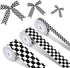 3 Rolls Checkered Printed Ribbon, 0.4, 0.87, 1.5 Inch Wide, 15 Yard Car Theme for DIY Crafts, Wreath Racing Party