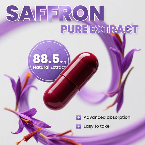 ZuriVitaNex 88.5mg Immune 60 Saffron Supplement Capsules - Pure Saffron Extract for Mood Balance, Uplifted Mood, Vision