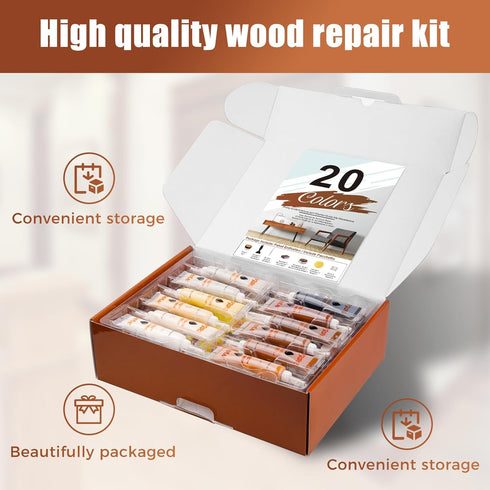Wood Furniture Repair Kit- Set of 41 Laminate Vinyl Floor Repair Kit Wood Fillers,Floor Scratch Repair, Touch Up Markers, Restore Hardwood Scratches, Cracks, Hole for Floor, Table, Door, Cabinet