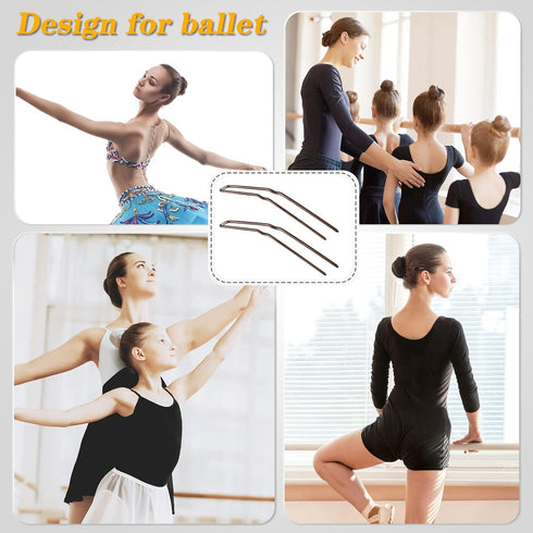 MTLEE 24 Pcs U Shaped Hair Pins, Ballet Bobby Pins for Updo with Storage Box for Women Girls (Brown, 2.5 Inch, 3 Inch)