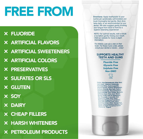 Nano hydroxyapatite Toothpaste Fluoride Free; Dentist Formulated Pro Remineralizing Toothpaste Plus Anti Cavity