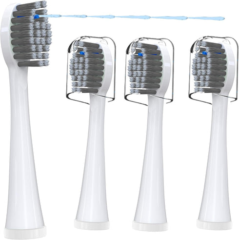 Replacement Brush Heads Compatible for ???????????????? ??????????-???????????? 2.0 Flossing Toothbrush (SF-01/ SF-02/ SF-03/ SF-04) with 3 Count Soft Bristles (White, Full Size)