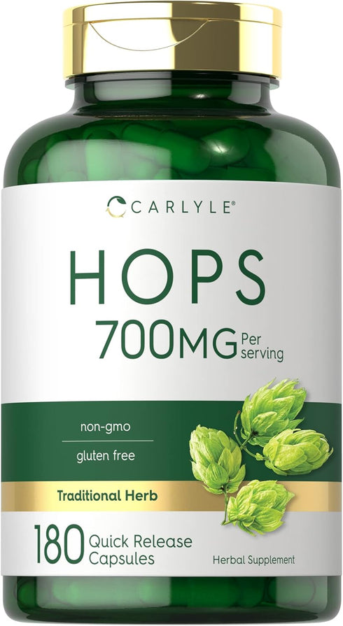 Carlyle Hops Supplement 700mg, 180 Capsules, Non-GMO & Gluten Free, Traditional Herb