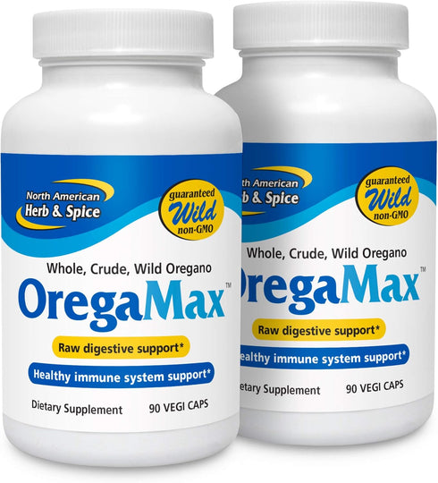 NORTH AMERICAN HERB & SPICE OregaMax - Wild Oregano Supplement - 90 Capsules for Digestive & Immune Support