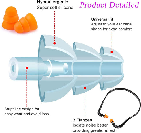 Band Earplugs Hearing Bands - Lightweight Silicone Ear Plugs for Construction Work, Sleeping, Concerts, Shooting,