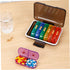SEWCHICS 7-Day Weekly Portable Pill Organizer Case with Compartments, Rainbow Color with Black Shell, Travel Medicine