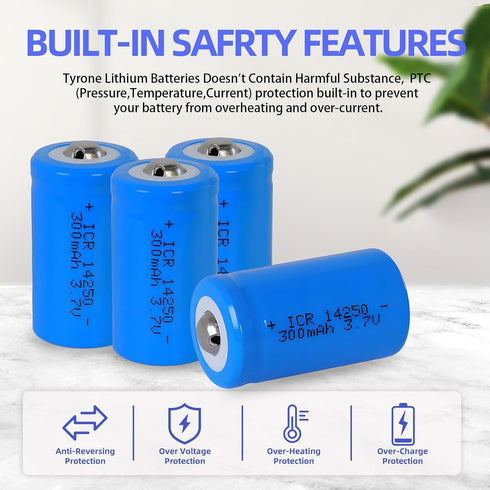 Horbupa 14250 4 Pack, 3.6V LS14250 14250 1/2AA Battery Rechargeable Lithium Battery Batteries for Dog Collars, Security