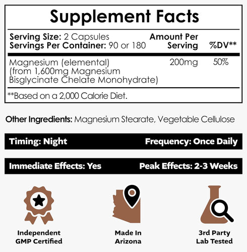 Nootropics Depot Magnesium Glycinate Capsules | 180 Count | Mineral Supplement for Heart, Muscle, Nerve Health