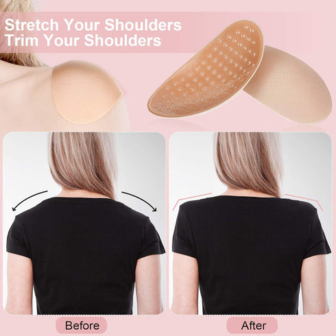 WILLBOND 4 Pairs Women Shoulder Pads, Push Up Soft Adhesive Silicone Anti Slip Enhancer for Clothing (Flesh Color)