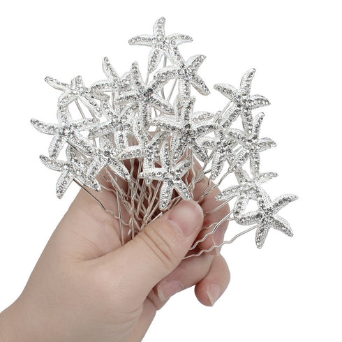 Jaciya 18 Pack Starfish Hair Pin Hair Jewelry for Beach Themed Wedding & Party, Women Headwear Accessories