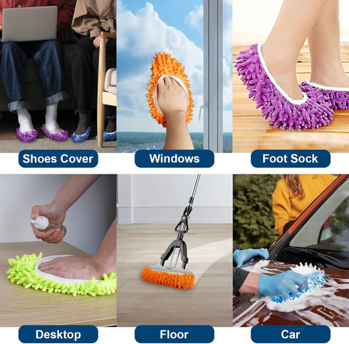 Cosywell Shoes Cover for Mop Slippers - Dusting Mop Shoes for Floor Cleaning, Washable 10 PCS, 5 Pairs (L)