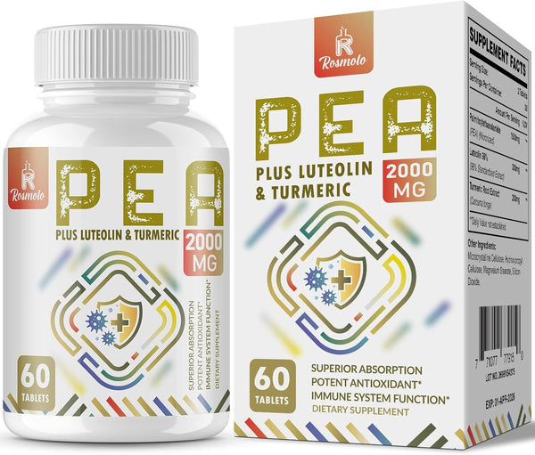 1500 MG Palmitoylethanolamide with Luteolin 98% & Turmeric, High Absorption Micronized Pea Supplement, 60 Tablets, USA