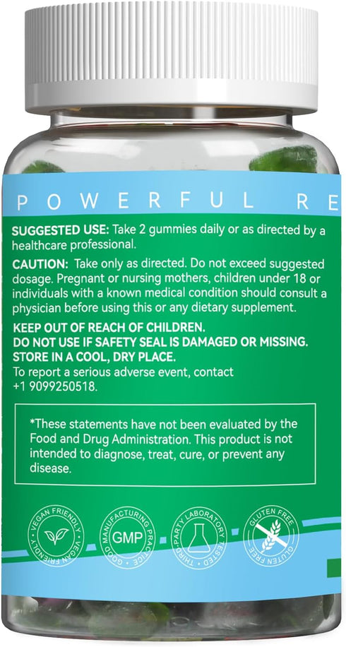 Sugar Free Chlorophyll Gummies, Vitamin B12 Zinc, Natural Deodorant, 60 Count Chewable Supplement