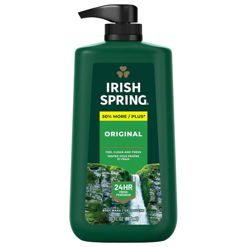Irish Spring Men's Body Wash Pump, Original 30 Oz for Fresh and Clean Skin for 24 Hours
