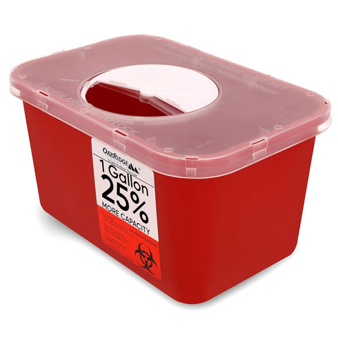 Oakridge Products Large Sharps Container, 1 Gallon (1-Pack) for Home Use, Biohazard Needle Disposal, CDC Certified