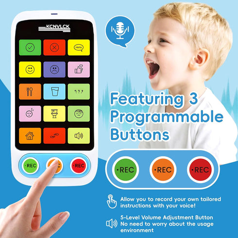 KCNVLCK Communication 5-Level Programmable AAC Device for Autism - Non Verbal Tools with Touch-Sensitive Buttons
