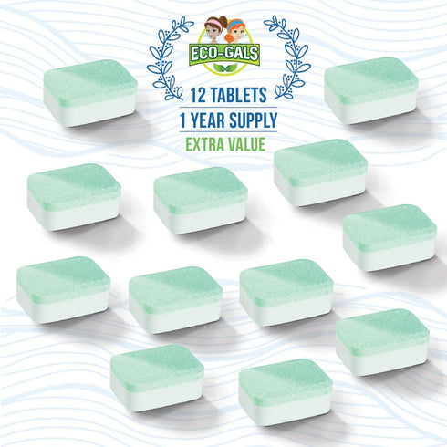Heavy Duty Dishwasher Cleaner, Septic Safe, Odor and Limescale Removal, 12 Tablets, Unscented