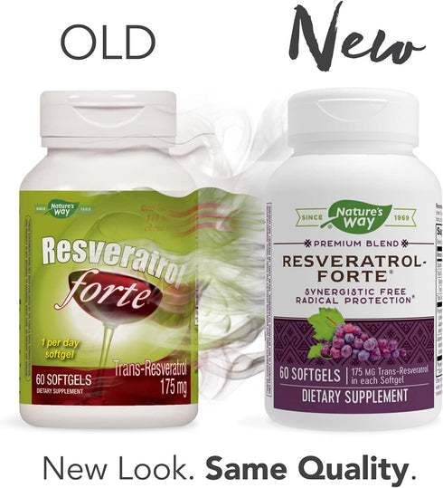 Nature's Way Resveratrol-Forte, Protects from Free Radicals*, 60 Softgels