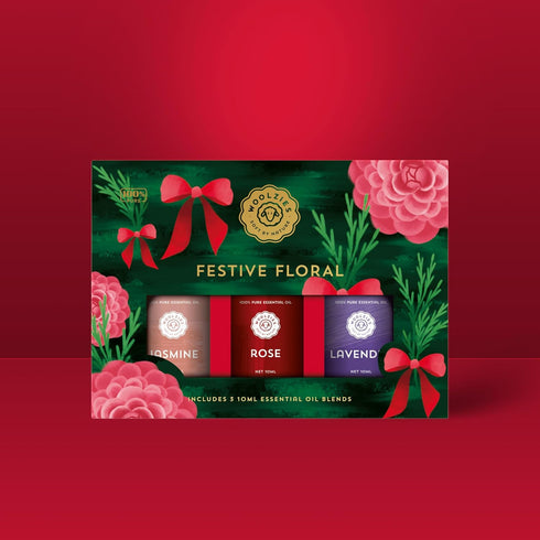 Set Set 3 Festive Florals Essential Oil Blend | Jasmine, Rose & Enchanting Lavender | Aromatherapy Oils for Diffusers