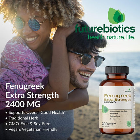 Futurebiotics Fenugreek Extra Strength 2400 MG, Non-GMO, 300 Vegetarian Capsules for Overall Good Health & Well-being