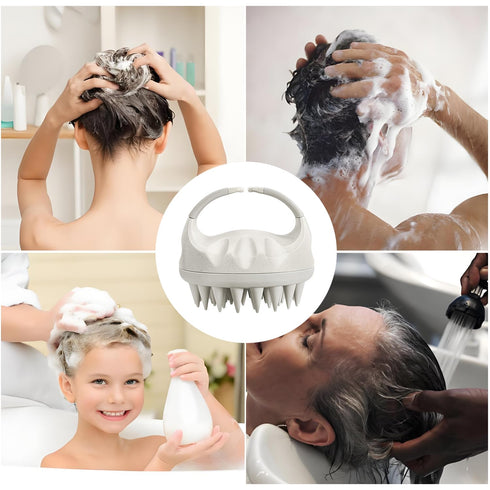 Scalp Massager Shampoo Brush, Soft Silicone Scalp Scrubber for Wet and Dry Hair (Creamy White)