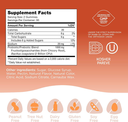 Zahler Chapter One Probiotic Gummies for Kids, Raspberry Orange Flavor, 60 Count, Kosher, Vegetarian, Non-GMO