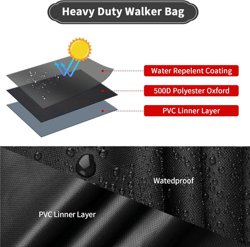Waterproof Rollator Travel Bag for Folding Walker, Compact Wheelchair Transport Chair Portable Carry Case Cover for Car