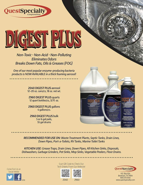 DIGEST PLUS Foaming Drain Cleaner and Odor Eliminator, 1 count