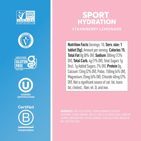 Nuun Sport Electrolyte Tablets, Strawberry Lemonade, 4 Pack (40 Servings), Gluten Free & Vegan