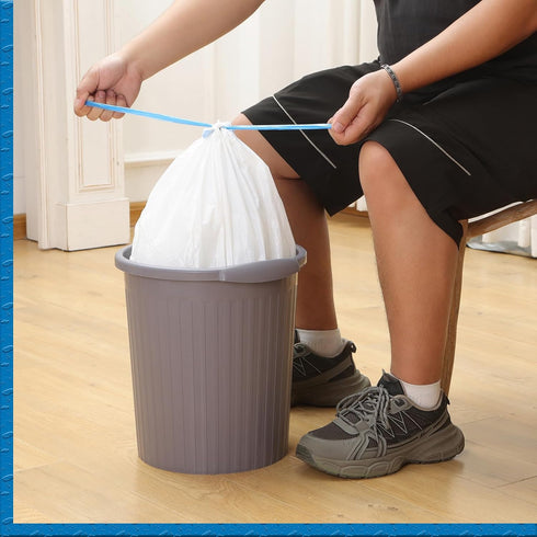 180 Count 4 Gallon Trash Bags, Drawstring White Unscented Small Garbage Bags for Office, Bathroom