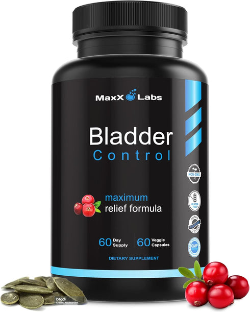 Bladder Control Supplement - Overactive Bladder Control Pills, 60Ct - Potent Blend of Pumpkin Seed Oil, Cranberry