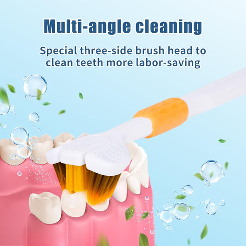 Lnncdsc 4-Piece Set 3-Sided of toothbrushes Adults, Extra Soft toothbrushes for Adults, Medium Toothbrush