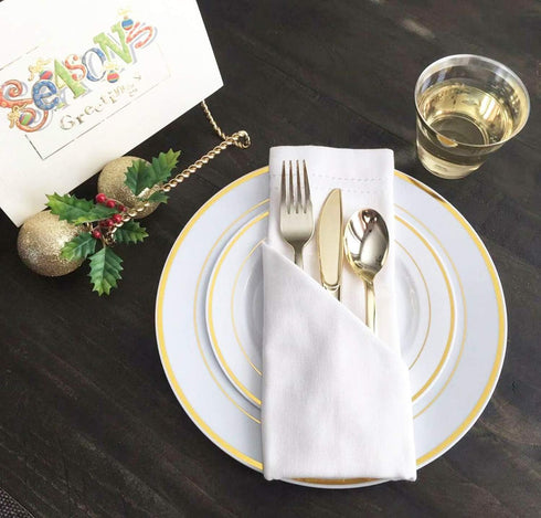 120 Piece Gold Plastic Silverware Set, Reusable & Recyclable Cutlery for Weddings and Parties (40 Forks, 40 Spoons, 40